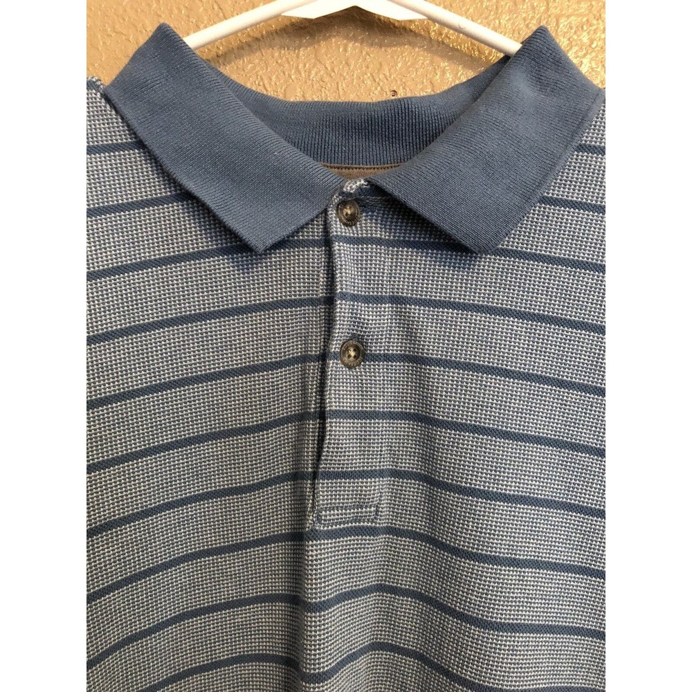 Eddie Bauer Classic Fit Button-Up Shirt Men's Size M Blue Short Sleeve Striped - Picture 2 of 9